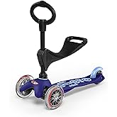Micro Kickboard | Mini 3-in-1 Deluxe Toddler Scooter for Ages 1&ndash;5 | Ride-On with Removable Parent Push Bar | 3 Wheel Lean-to-Steer Design | Adjustable T Bar | Smooth Ride PU Wheels | Swiss Design