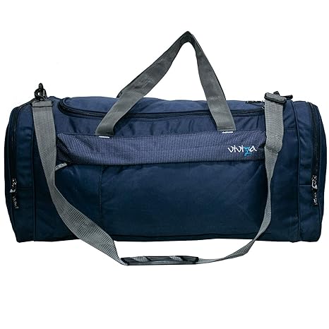 blue duffle bag