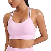 CRZ YOGA Softness Mold Butterluxe Strappy Longline Sports Bras for Women - Double Spaghetti Strap Workout Yoga Crop Top