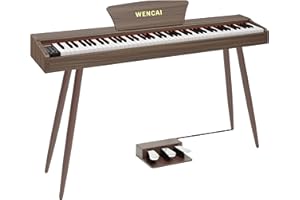 WENCAI 88 Key Fully Weighted Electric Piano Keyboard Hammer Action Full-size Digital Pianos for Beginners Adults Wooden Upright Piano with Sheet Music Stand, Triple Pedal Supports USB-MIDI Sub Brown