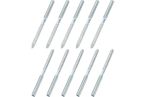 MECCANIXITY M8 Hanger Bolts, 4.72"(120mm) Length Double Headed Hanger Bolts 0.31"(8mm) Wood Dowel Screw Self-Tapping Threaded