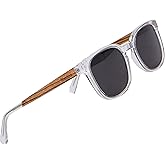 Woodies Clear Acetate Frame and Colored TAC Lenses Sunglasses | FREE Wooden Gift Box | 100% UVA/UVB Ray Protection