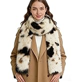 Holiberty Women Faux Fur Scarf Shawl Winter Warm Wrap Neck Collar Warmer Long Scarf Shrug Fur Stole for Wedding Party Bridal