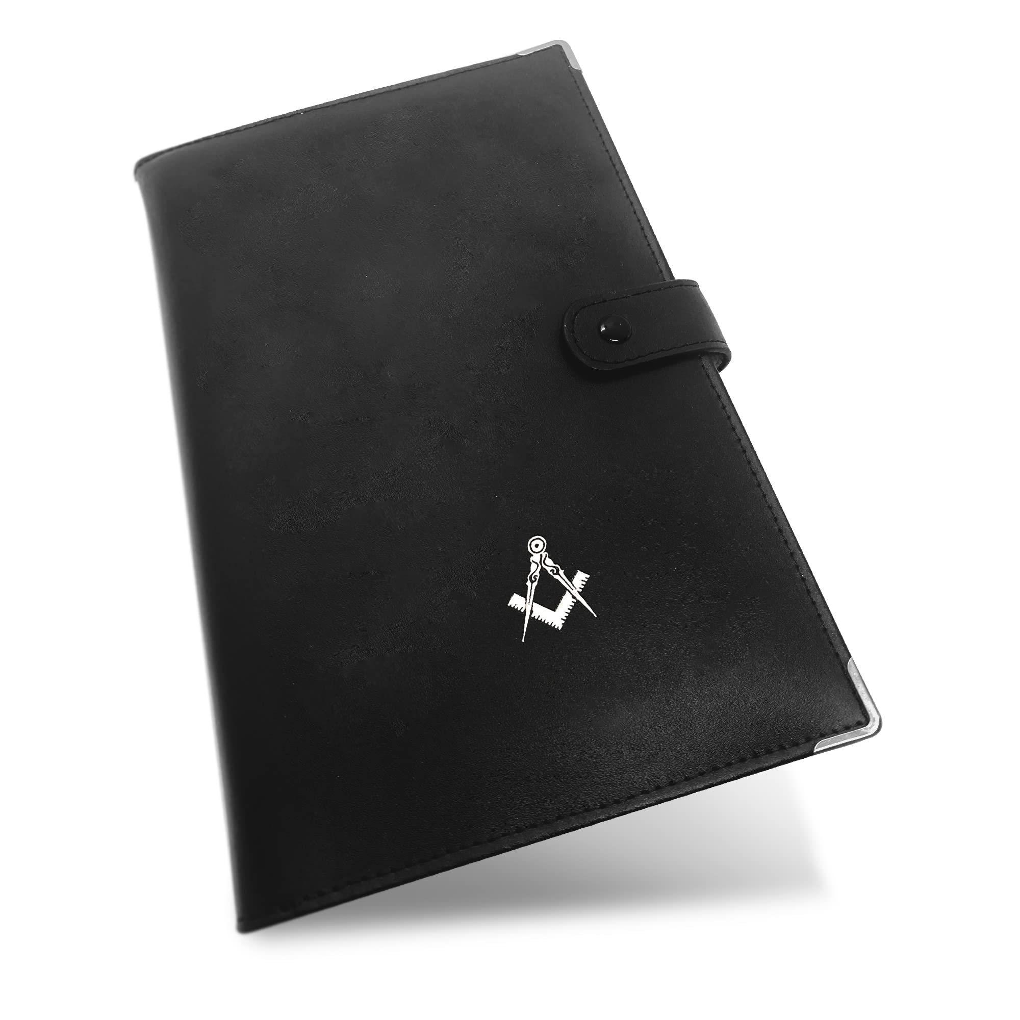 THE MASONIC COLLECTION - Soft Faux Leather Ritual Book Cover - Library Size - Square and Compass - Tan PU Leather Inside - Freemason Gift for Men
