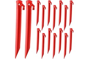 FCENDS 16 Pieces Plastic Inflatable Stakes, 8.7 Inch Inflatable Tent Stakes Replacement Inflatable Stakes for Halloween Christmas Holiday Inflatables Garden Decorations (16, Red)