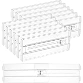 Vtopmart 12 Pack Drawer Dividers for Clothes, 4" High 10.2"-16.5" Adjustable Expandable Dresser Drawer Organizer, Clear Plastic Separators for Dresser, Baby Clothing, Underwear, Cosmetic, Toiletries