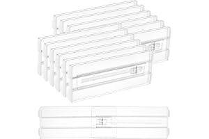 Vtopmart 12 Pack Drawer Dividers for Clothes, 4" High 10.2"-16.5" Adjustable Expandable Dresser Drawer Organizer, Clear Plastic Separators for Dresser, Baby Clothing, Underwear, Cosmetic, Toiletries