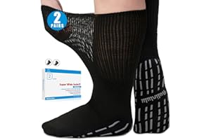 Bulinlulu Extra Width Diabetic Socks Men Women-2 Pairs Wide Edema Sock for Swollen Feet,Non Slip Cast Bariatric Socks 13-15