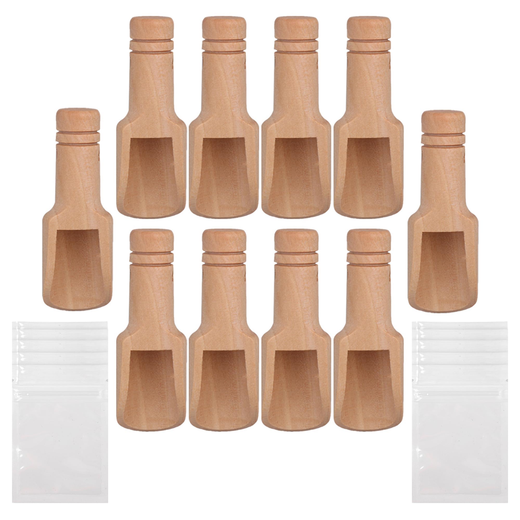 Mxfans Small Salt Scoop Natural Wood Multi-Purpose Wooden Spoon 75x25mm Pack of 10