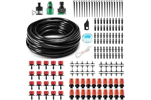 MSDADA Greenhouse Micro Drip Irrigation Kit, 50Ft Automatic Irrigation, Plant Watering System with 1/4" Blank Distribution Tu
