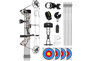 LANNERET Lightweight Compound Bow and Archery Sets for Adults and Teens ，Right Hand Archery Compound Bows 0-70 lbs Draw Weight Adjustable for Beginners，23.5"-31" Draw Length，Hunting Bow Kit for Beginner