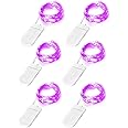 Blingstar Fairy Lights Battery Operated, 6 Pack 7Ft 20LED, Waterproof Silver Wire, Mini String Lights for Christmas Halloween Mason Jar Bedroom Table Centerpiece Crafts Decoration, Purple