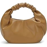Pettata Chic Top Handle Bag for Women Small Ruched Hobo Handbag Soft Faux Leather Tote Bags Purse