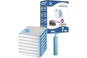 7 Pack Small Space Saver Vacuum Storage Bags, Vacuum Seal Bags for Clothing Travel, Vacuum Sealed Compression Bags for Clothe