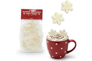 4E's Novelty Snowflake Shaped marshmallow 15Pcs - 2 inch Large Sugar Coated Marshmallows for Hot Chocolate Toppers, (Does Not Melt) Edible Decorations for Cupcakes, Drinks, Hot Cocoa Bar Supplies, Christmas Candy for Kid Adults Winter Party Supplies