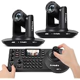 FoMaKo 4K 20X PTZ Camera HDMI with NDI and AI Auto-Tracking PTZ Camera,for Church Worship Education Conference Events,NDI 6 &amp; NDI HX3 Certified(K20UHx2+KC608 Pro) BK20UH2