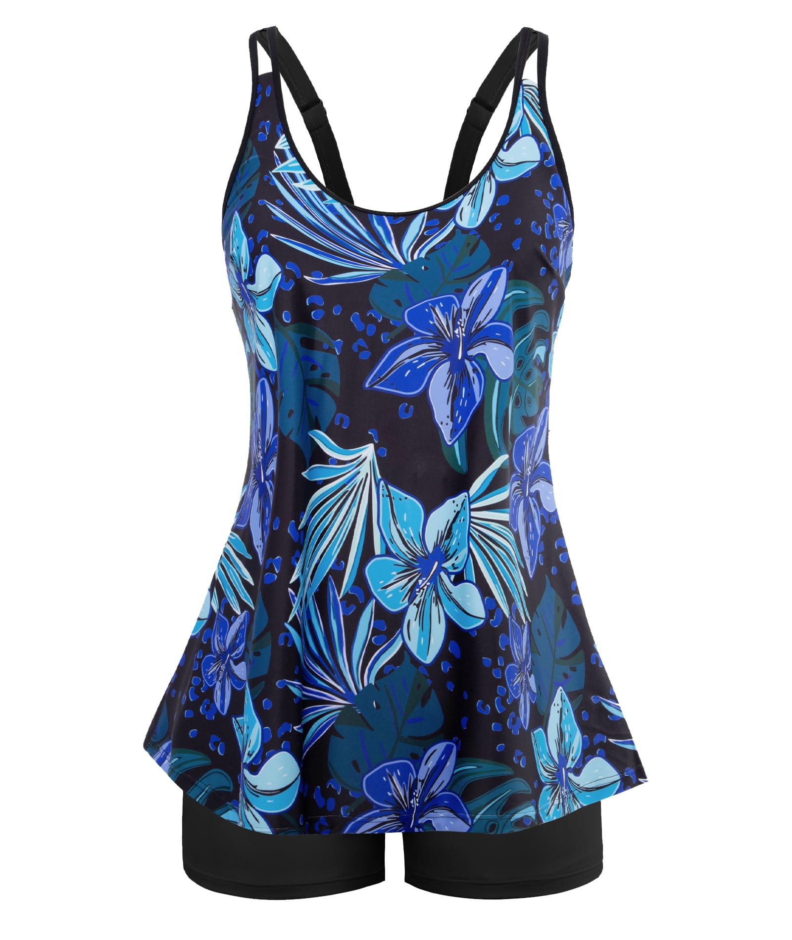 Plus Size Swimsuit for Women Over 50 Scoop Neck Two