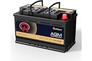 RELISTART AGM Battery BCI Group 94R Car Battery-12V 80AH H7 Size 94R Automotive Battery, 12V Start-Stop AGM Car Batteries, Deep Cycle, 800CCA, 155RC, Dimensions 12.4" L x 6.88" W x 7.48" H