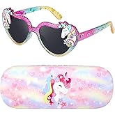 Beipegin Kids Sunglasses Girls Unicorn Heart Eyeglasses UV Protection Toddler Sunglasses with Sunglass Case For Beach Party