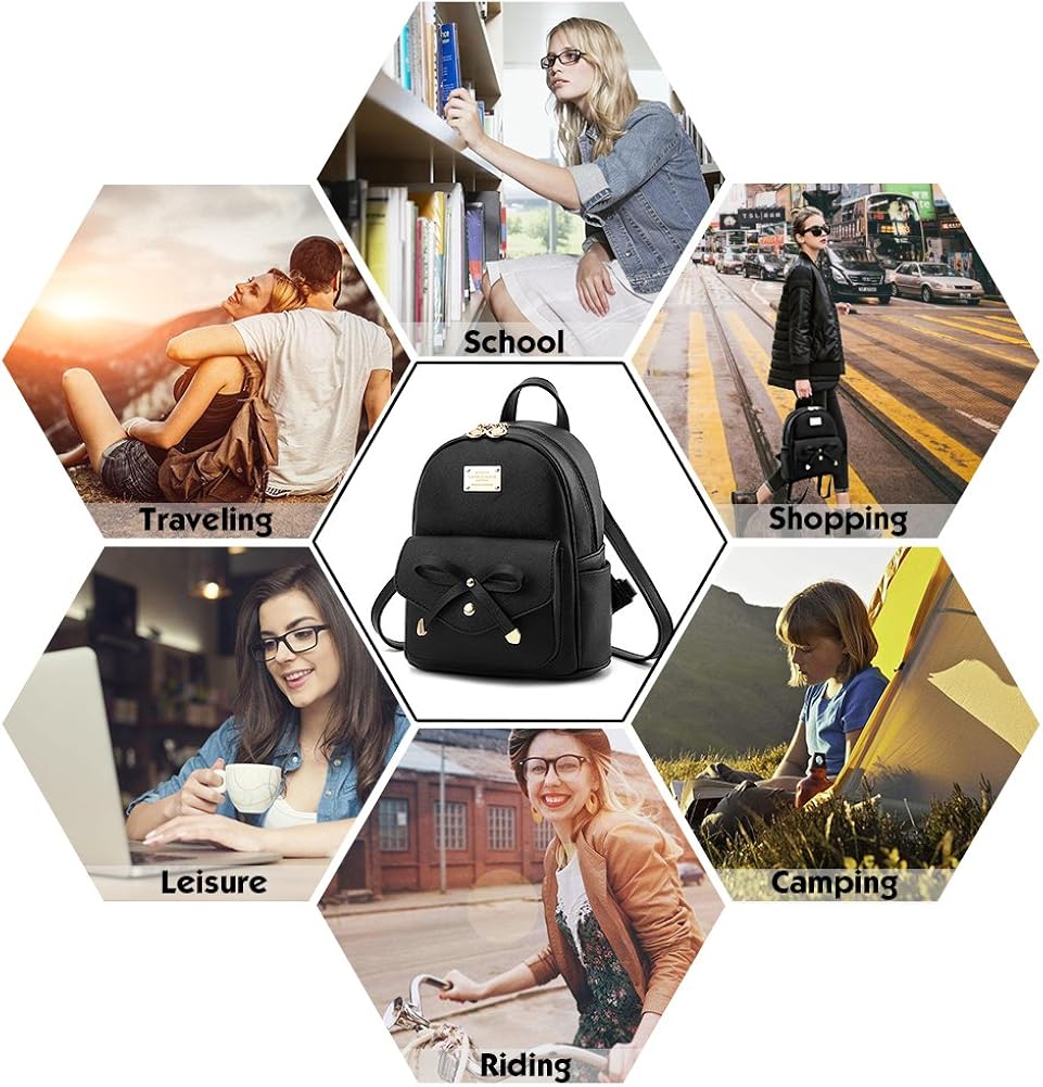 Cute Mini Leather Backpack Fashion Small Daypacks Purse for Girls and Women: Clothing