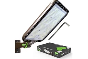 Glitgate 300W LED Parking Lot Light 45000LM 5000K Adjustable Arm Mount Street Light with Dusk to Dawn Photocell, 100-277V IP65 Outdoor Waterproof Commercial Area Lighting