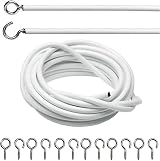 DIVCHI Net Curtain Wire Set 3m with 6 Eyes & 6 Hooks White Premium Wire