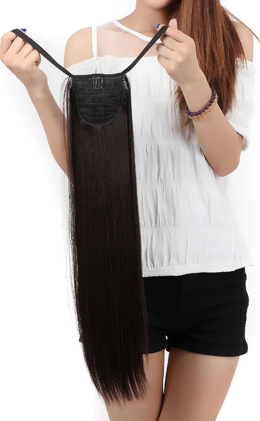 Snoilite Clip in Hair Extensions Haarteil Hairpiece Zopf Pferdeschwanz