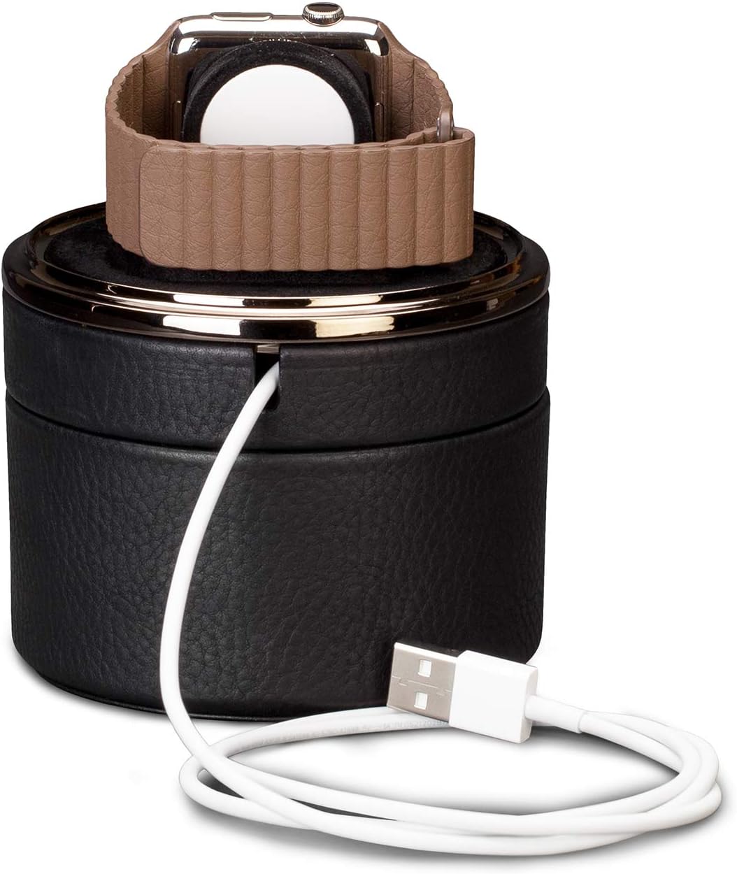Sena - Leather Watch Travel Charging Case for Apple Watch - Hold 38mm/40mm/42mm/44mm - Black - Image 4