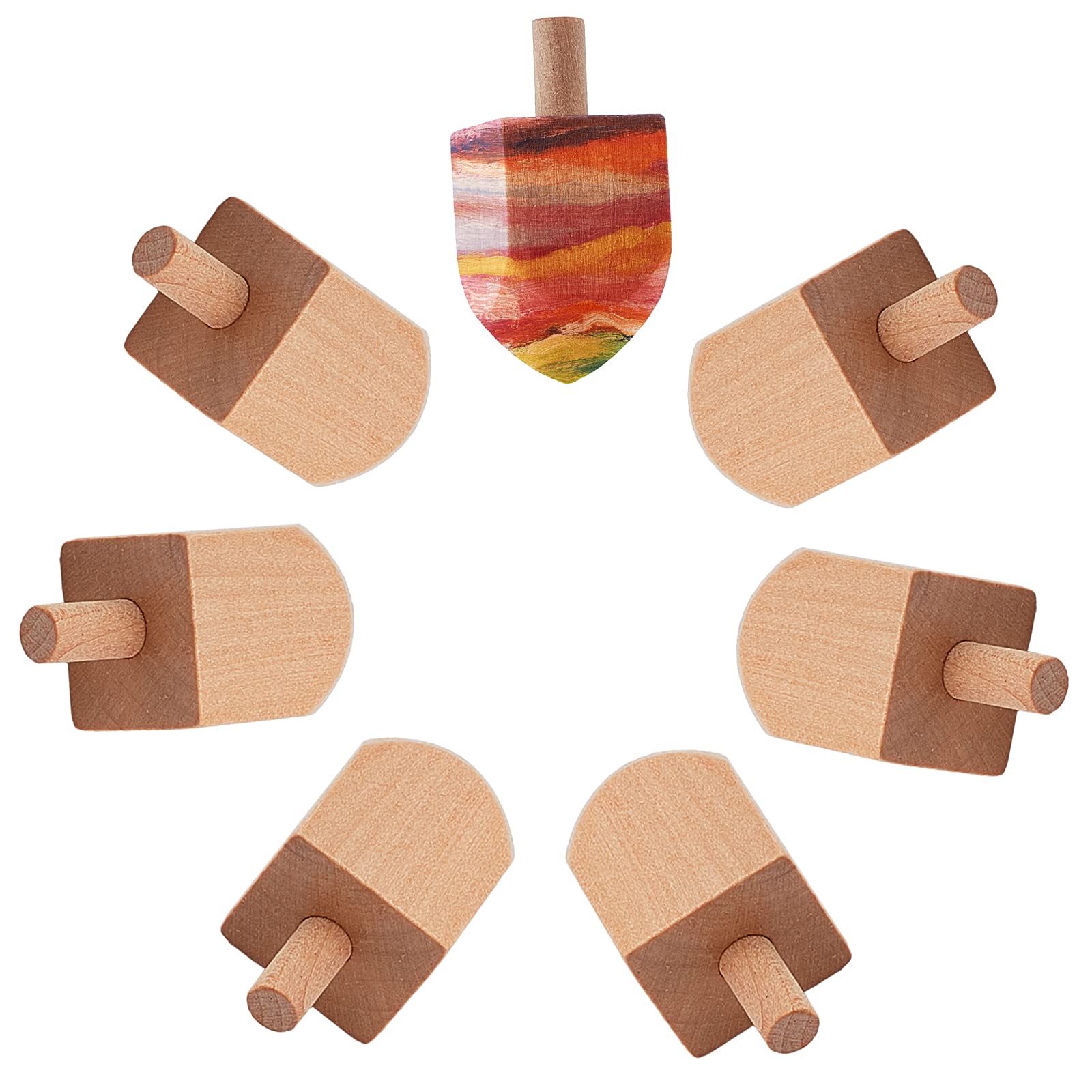 GORGECRAFT 15PCS Unfinished Wooden Dreidel 1.6 Inch/42mm Blank Wooden Hanukkah Dreidels Gyroscope Natural Wood Crafts for Hanukkah Party Home DIY Decorations Christmas Halloween Birthday Gift Choice