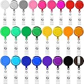 Harloon 150 Pcs Badge Reels Retractable Badges Holder Back to School Retractable ID Clip 27.6 Inches Hanging Holder Reels for Teacher Students ID Keychain Whistles Lanyards, 25 Colors