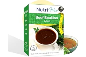 NutriWise - Beef Bouillon Soup | High Protein Diet Soup | High Protein, Low Calorie, Low Carb, Cholesterol Free, Fat Free (7/box)