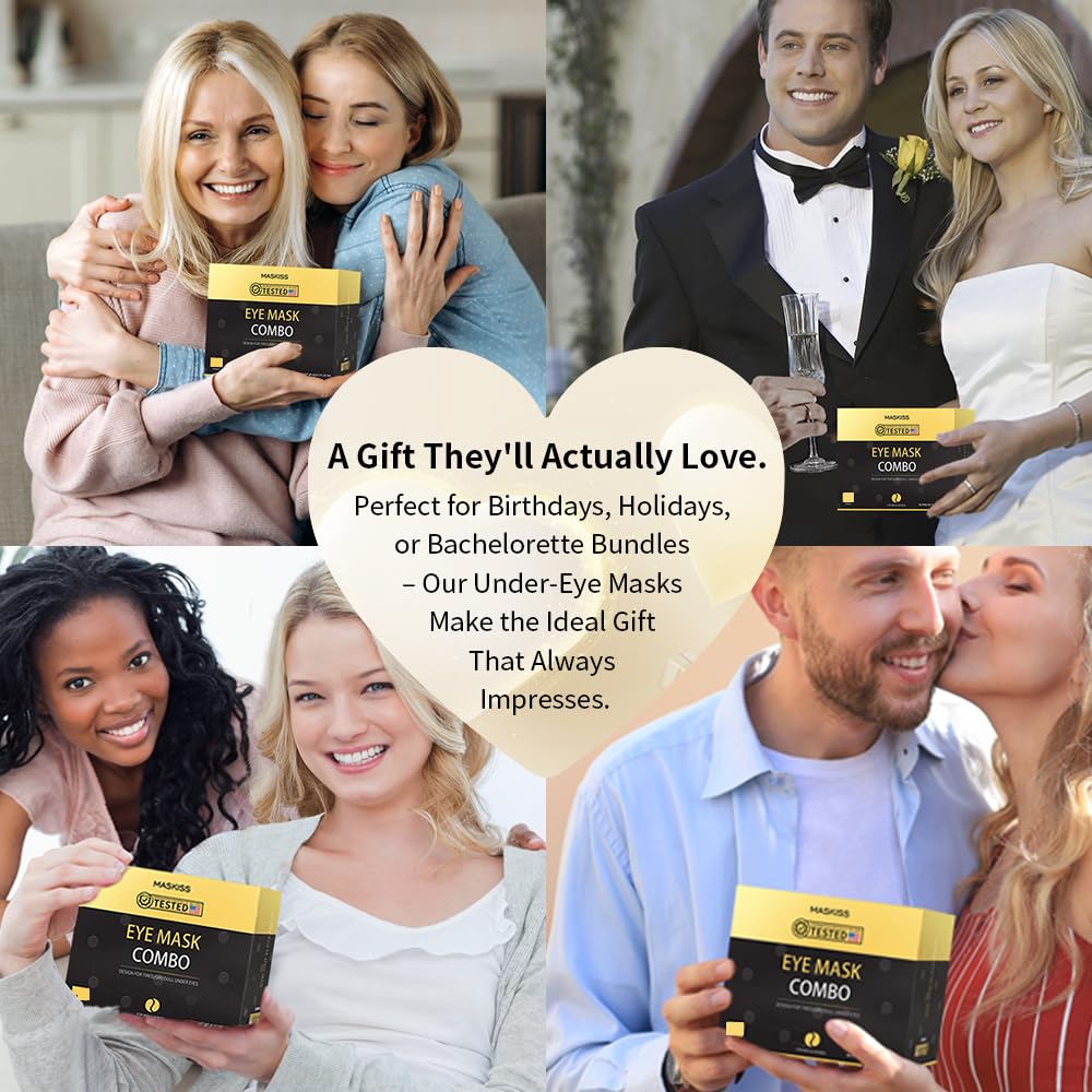 Maskiss Under Eye Patches(25 Pairs), 24K Gold, Caffeine, Hyaluronic Acid, Aloe Vera Eye Masks for Dark Circles Puffy Eyes Undereye Bags, Eye Skin Care Gift Set for Bachelorette Party Favors