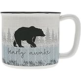 Pavilion Gift Company - Bearly Awake - 17 Oz Coffee Mug Tea Cup Woodland Hiking Camping Bear Cabin Woods Lodge Gift Outdoorsy Present