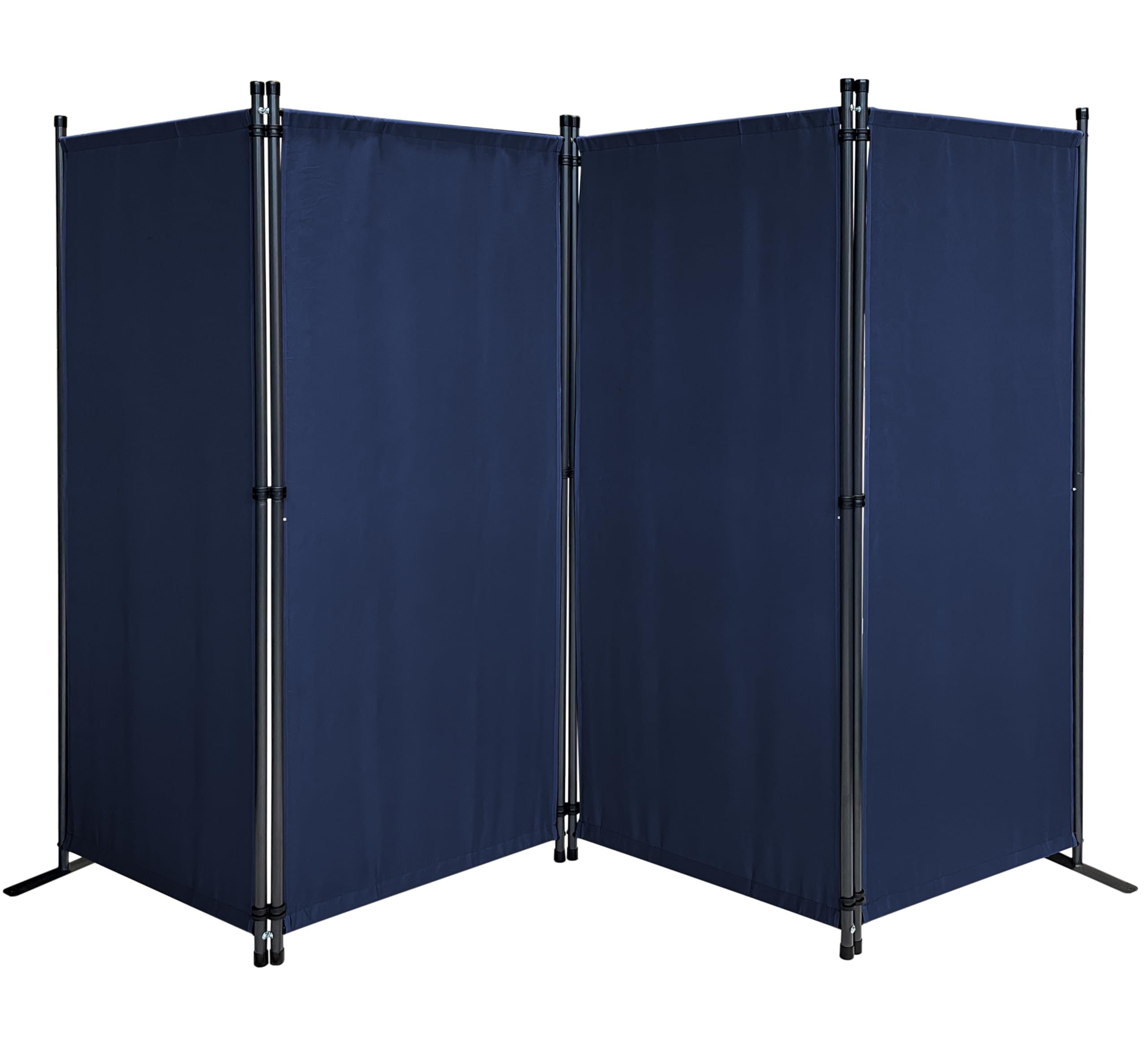 QUICK STAR Paravent 220 x 165 cm Fabric Room Devider Garden 4-Part Patrition Wall Foldable Balcony Privacy Screen Blue