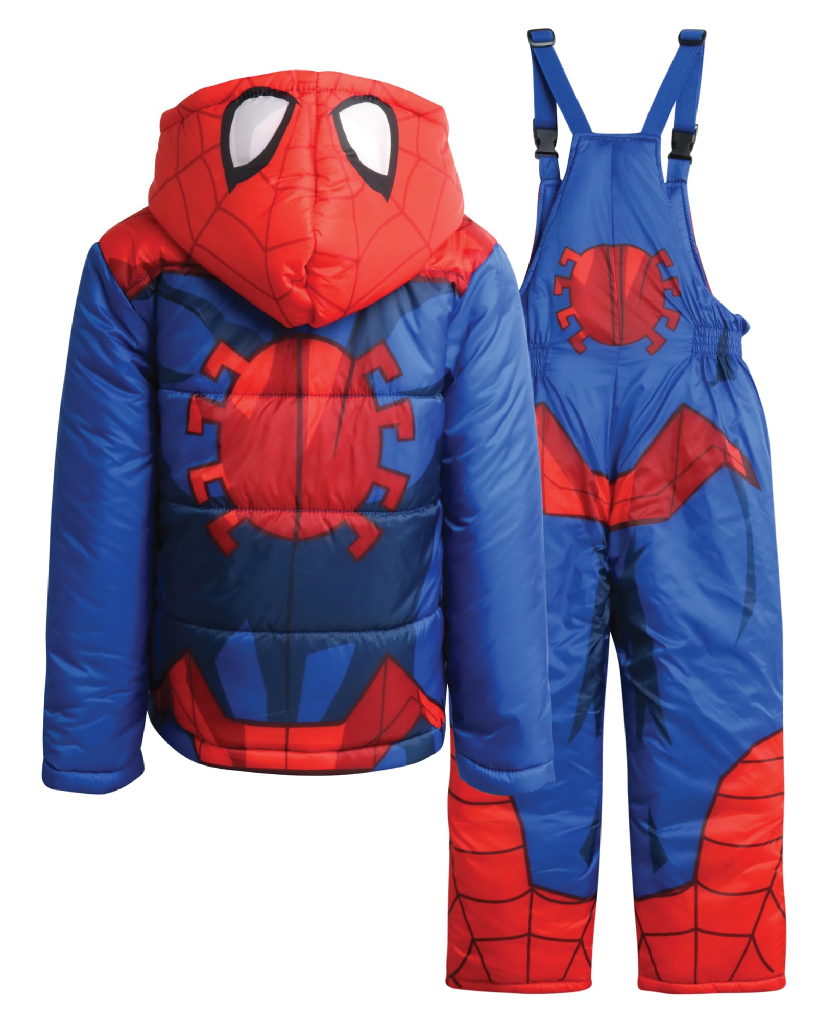 Marvel Spider-Man Boys Snow Suit Set - 2 Piece Insulated Boys Winter Coat Ski Jacket & Ski Pants Bib Overalls for Toddlers