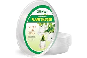 SupKing 6 Pack Plant Saucers Drip Tray,6 8 10 12 14 15 Inch Heavy Sturdy Plastic Flower Pot Saucers for Indoor,Clear Plastic Planter Water Tray for Plant Pots Liners (12''-Clear)