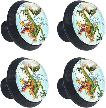 Lorvies Chinese Dragon Drawer Knob Pull Handle Crystal Glass