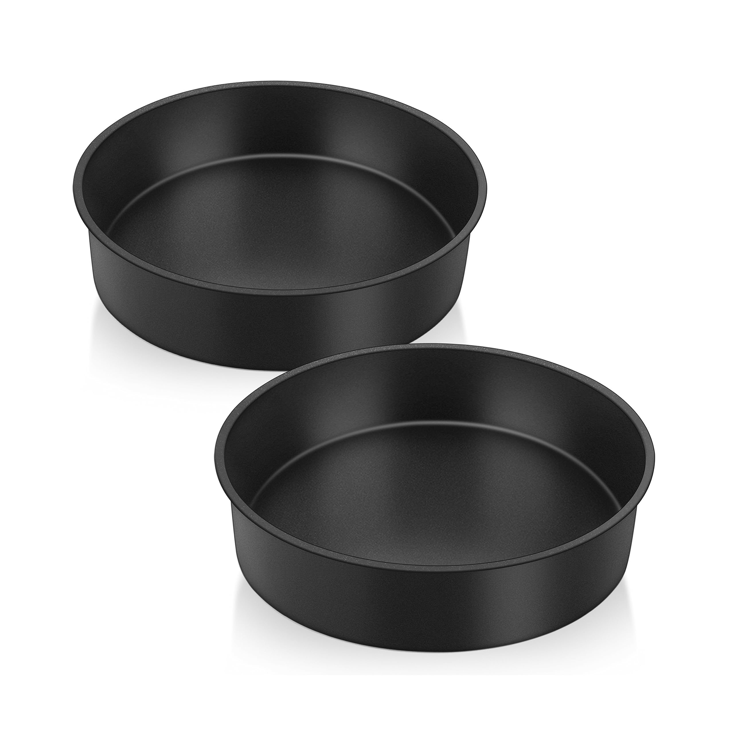 Herogo 4 Inch Cake Tin Set of 2, 5cm Deep Stainless Steel Non-Stick Round Cake Pan for Baking Roasting Serving, Layer Cake Tins Mould for Birthday Wedding, Healthy & Non-Toxic, Easy Clean - Black