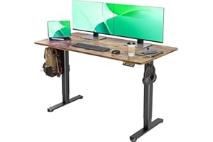Claiks Electric Standing Desk, Adjustable Height Stand up Desk, 55x24 Inches Sit Stand Home Office Desk with Splice Board, Black Frame/Rustic Brown Top