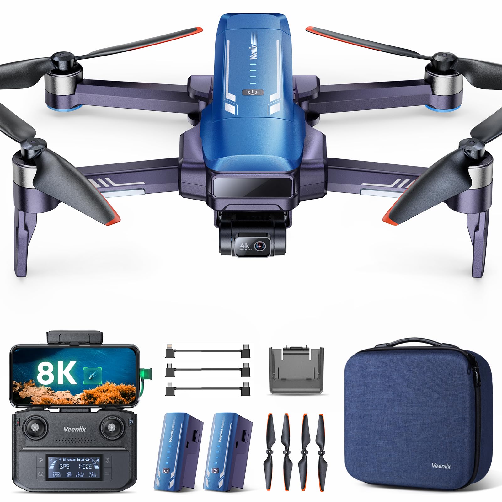 Photo 1 of V11PRO Drone with 8K Camera for Adults, 3-Axis Gimbal Drones with 4K/30fps Video, 48 Million Pixels, 80min Flight Time with 2 Batteries, 6KM Video Transmission Quadcopter, Professional Drone