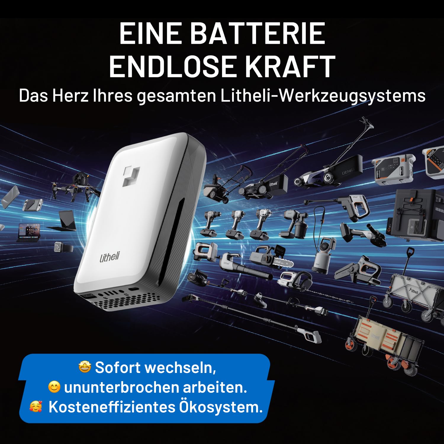 Litheli 20V Akku Winkelschleifer 125mm, 8500 U/min mit 4.0Ah Akku & bürstenlosem Motor, Drehzahlregelung zum Schneiden, Schleifen, Polieren, Entrosten, Kabellos für Metall, Stein, Holz 9
