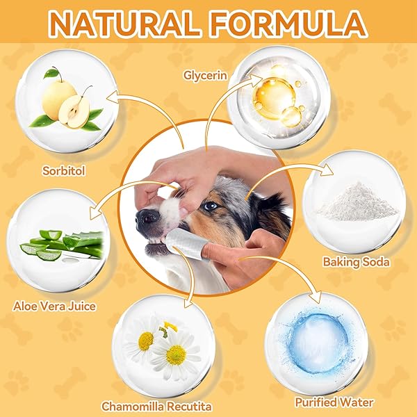 ERIGATHE DOG TEETH CLEANING WIPES FOR DOGS & CATS 60 COUNTS, DOG DENTAL FINGER WIPES REMOVE BAD BREATH, DOG TOOTH BRUSHING KIT WIPES REDUCING TARTAR BUILDUP & GUM CARE PET DOG TEETH WIPES