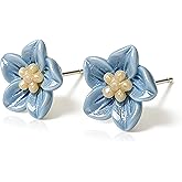 MYHAO 925 Sterling Silver Flower Stud Earrings for Women Teens Blue Flower Stud Earrings Hypoallergenic