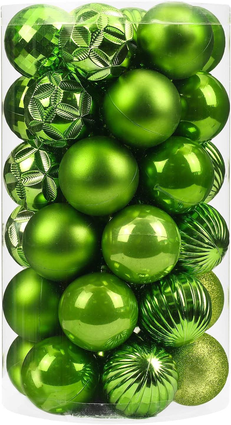 Ornaments - ZHMTang 41ct Small Christmas Balls Shatterproof Hanging Decorations Set for Xmas Tree Garland Ornaments (1.57''/40mm,Green)