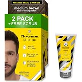 Cleverman 2 Pack Reusable Hair &amp; Beard Dye for Men &ndash; Medium Brown + 1 Free Energizing Face &amp; Beard Scrub