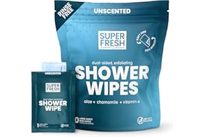 Super Fresh FunkBlock Shower Wipes - Large Body Wipes for Hygiene, Camping Wipes, Gym & Travel. No Rinse Bathing Wipes with A