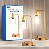 Homelist Gold Bedside Lamp Set of 2 with USB Dimmable LED Bulbs view 2