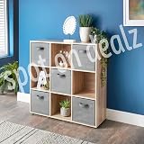 spot on dealz 9 Cube Storage Unit with 5 Baskets Oak 89x28.3x89cm view 4