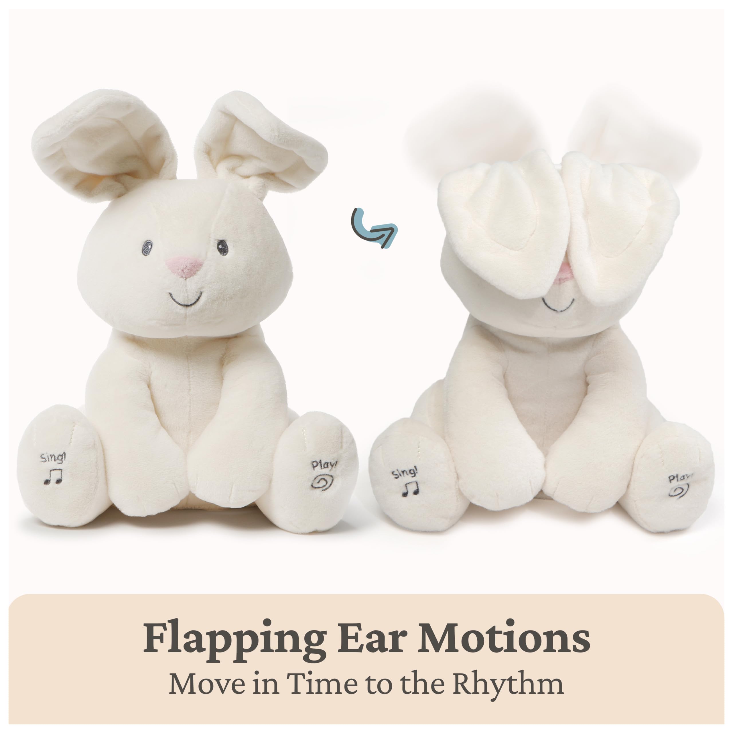 GUND Baby Flora The Bunny Animated Plush, Singing Stuffed Animal Toy for Ages 0 and Up, Cream, 12