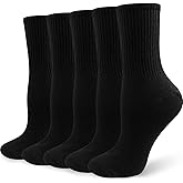 VoJoPi Womens Crew Socks Cotton, 5 Pairs Soft and Moisture Wicking Calf Socks for Work and Casual Sport Wear, Size 5-10